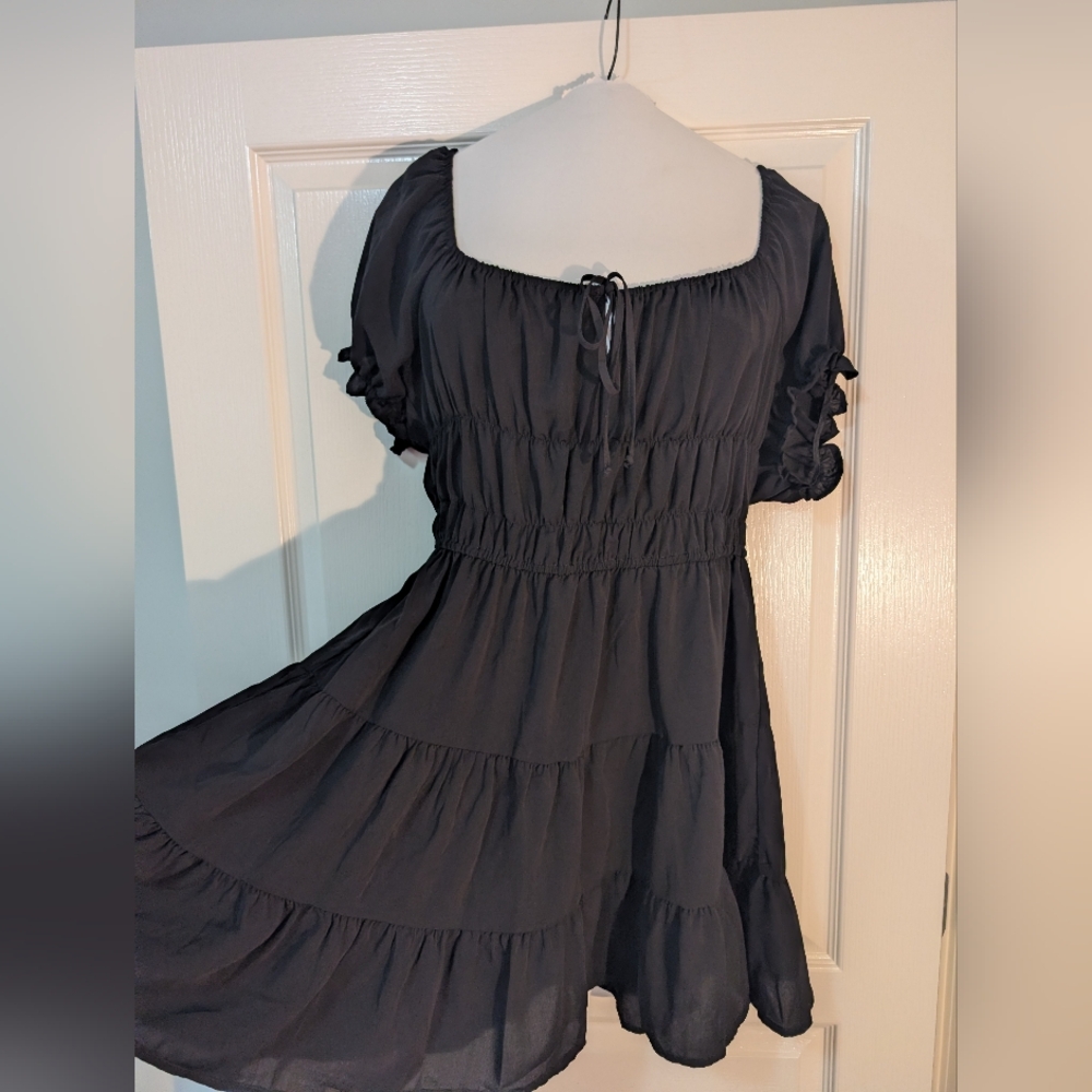 Liberty Love Black Tiered Peasant Dress